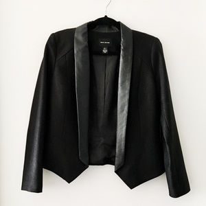 DKNY Jeans Faux Leather Trimmed Blazer Jacket